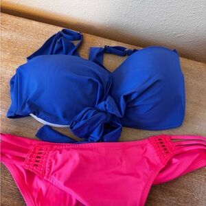 Women’s Blue and Pink Bikini Set